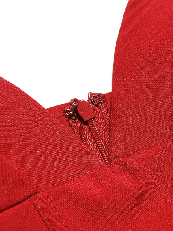 Tea-Length Dresses - Ladies new sexy tube top backless herringbone waist dress