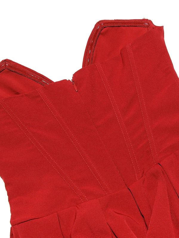 Tea-Length Dresses - Ladies new sexy tube top backless herringbone waist dress