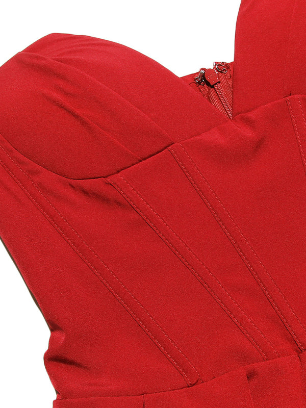 Tea-Length Dresses - Ladies new sexy tube top backless herringbone waist dress