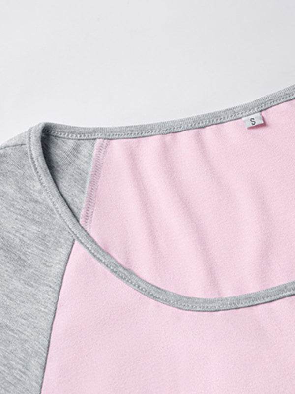 T-Shirts - Y2K Sexy Slim Fit U-Neck Contrast Color Short Sleeve Top Women's T-Shirt