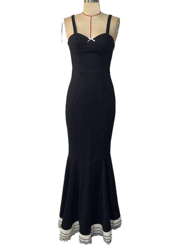 Elegant Dresses - Sexy hot girl style dress with bow slings, slim fit and hip-hugging skirt