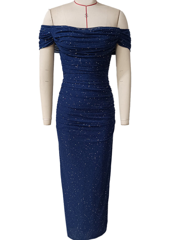 Elegant Dresses - Mesh one shoulder slim fit dress