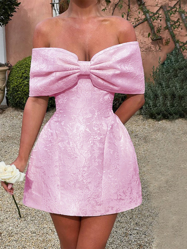 Elegant Dresses - One-shoulder bow sexy backless dress