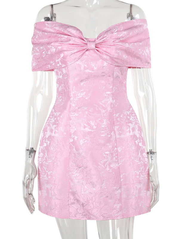 Elegant Dresses - One-shoulder bow sexy backless dress