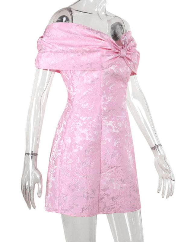 Elegant Dresses - One-shoulder bow sexy backless dress