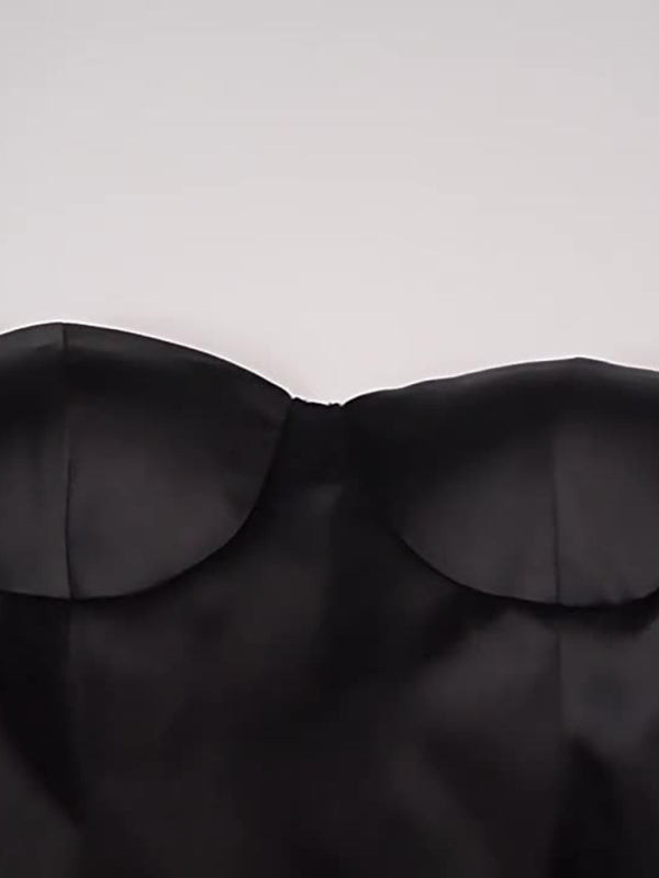 Strapless Dresses - Sexy Slim Fit Tube Top Gathered A-Line Dress