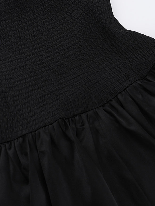 Strapless Dresses - Sexy Slim Fit Tube Top Gathered A-Line Dress