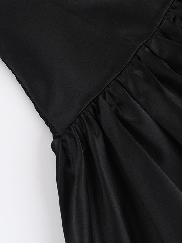 Strapless Dresses - Sexy Slim Fit Tube Top Gathered A-Line Dress