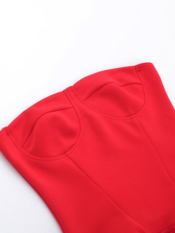 Strapless Dresses - Sexy 3D Flower Texture Tube Top Dress