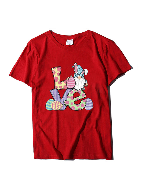 Tees - Love Easter pattern round neck short sleeve T-shirt