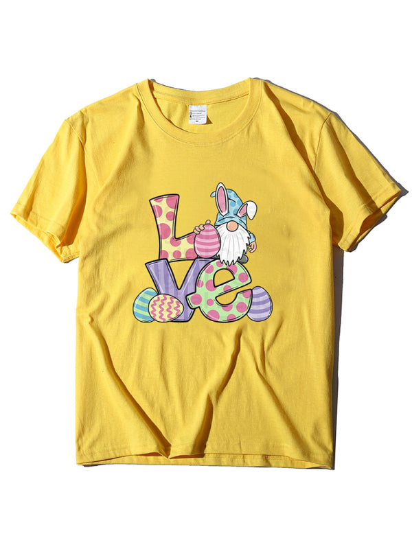 Tees - Love Easter pattern round neck short sleeve T-shirt