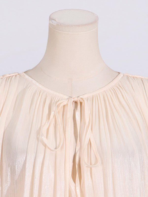 Elegant Dresses - Hollow Pleated Ribbon Dress