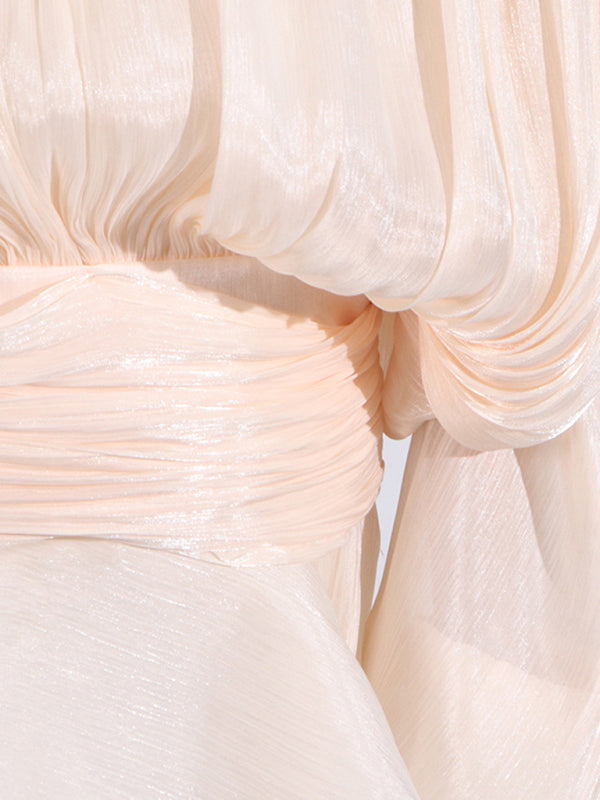 Elegant Dresses - Hollow Pleated Ribbon Dress