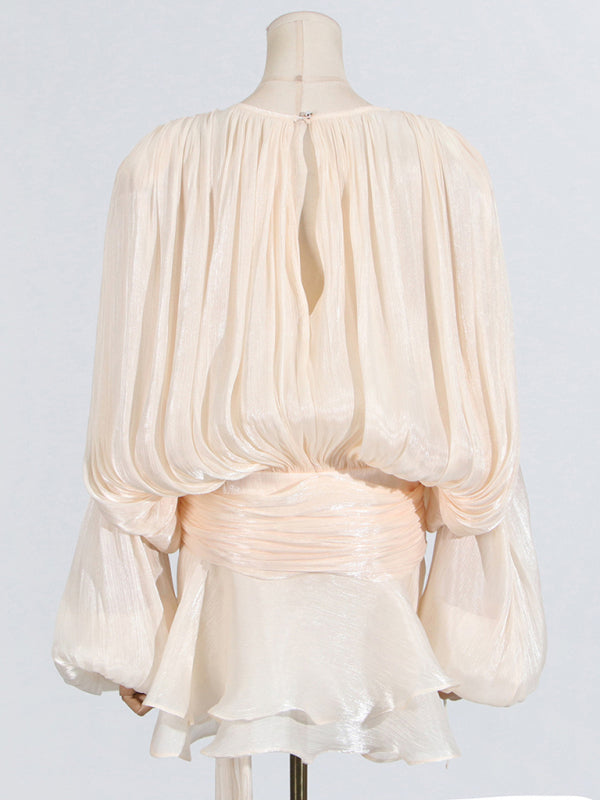 Elegant Dresses - Hollow Pleated Ribbon Dress