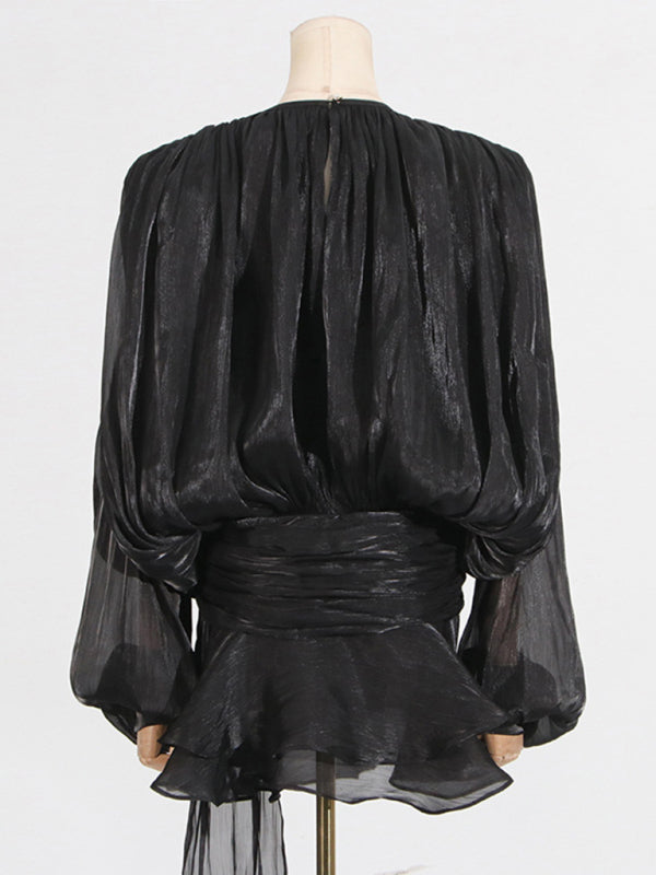 Elegant Dresses - Hollow Pleated Ribbon Dress