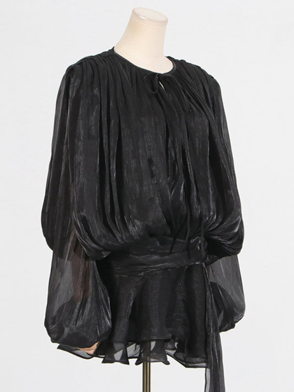 Elegant Dresses - Hollow Pleated Ribbon Dress