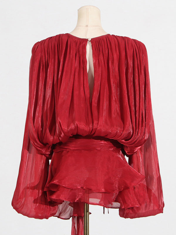 Elegant Dresses - Hollow Pleated Ribbon Dress