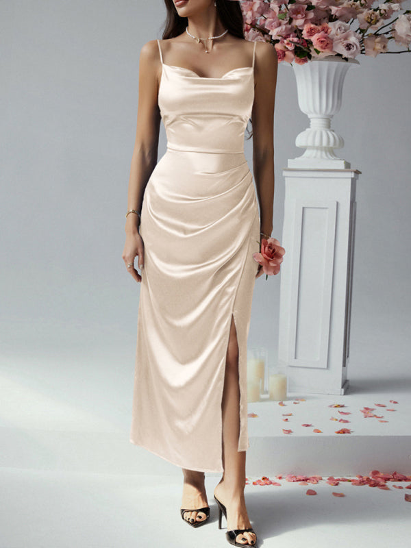 Elegant Dresses - Sexy solid color suspender dress evening gown