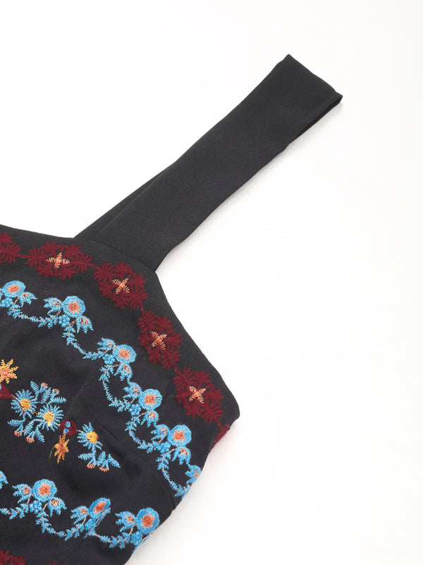 Boho Dresses - New Sleeveless Suspender Long Dress Ethnic Style Embroidery Splicing Dress