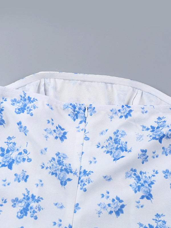 Casual Dresses - Printed Strapless A-Line Dress