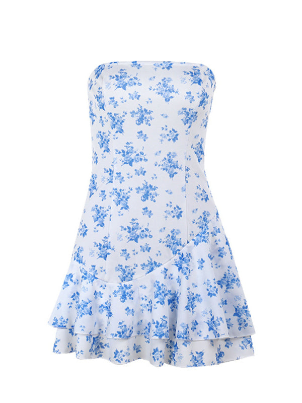 Casual Dresses - Printed Strapless A-Line Dress