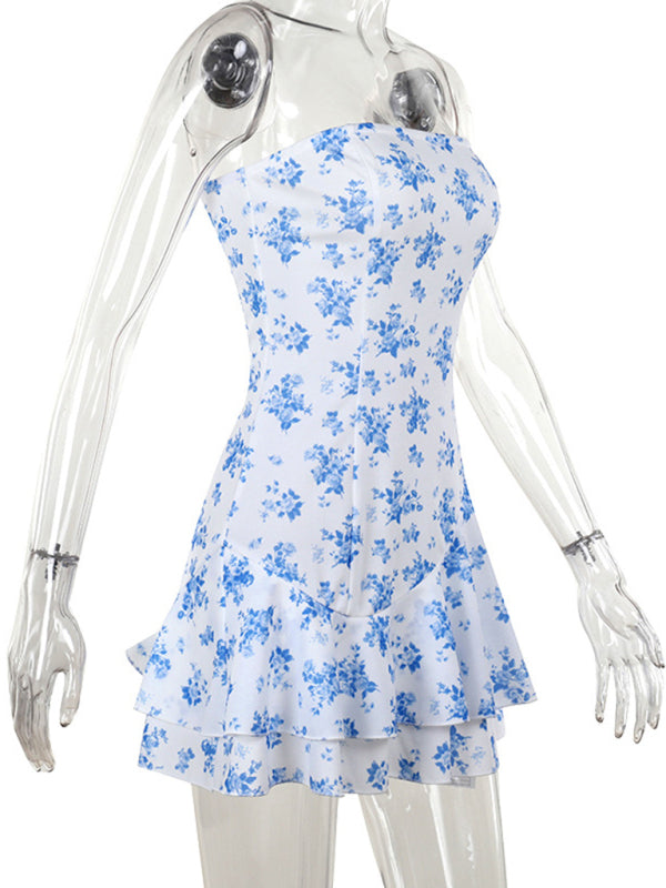 Casual Dresses - Printed Strapless A-Line Dress