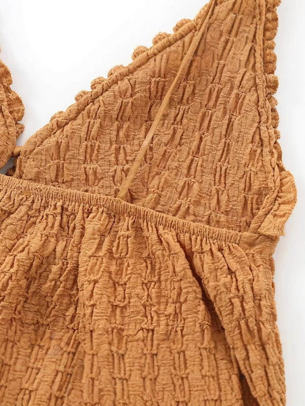 Cami Tops - Sexy hot girl layered pleated textured short camisole top