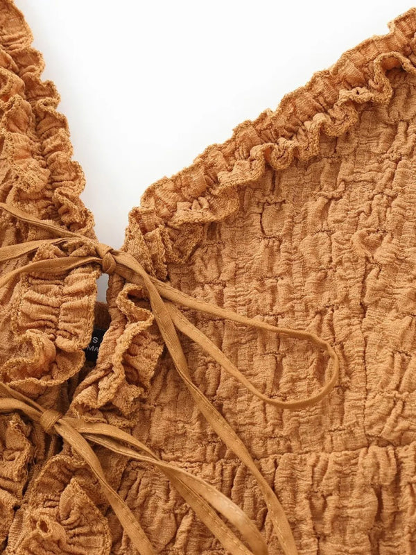 Cami Tops - Sexy hot girl layered pleated textured short camisole top