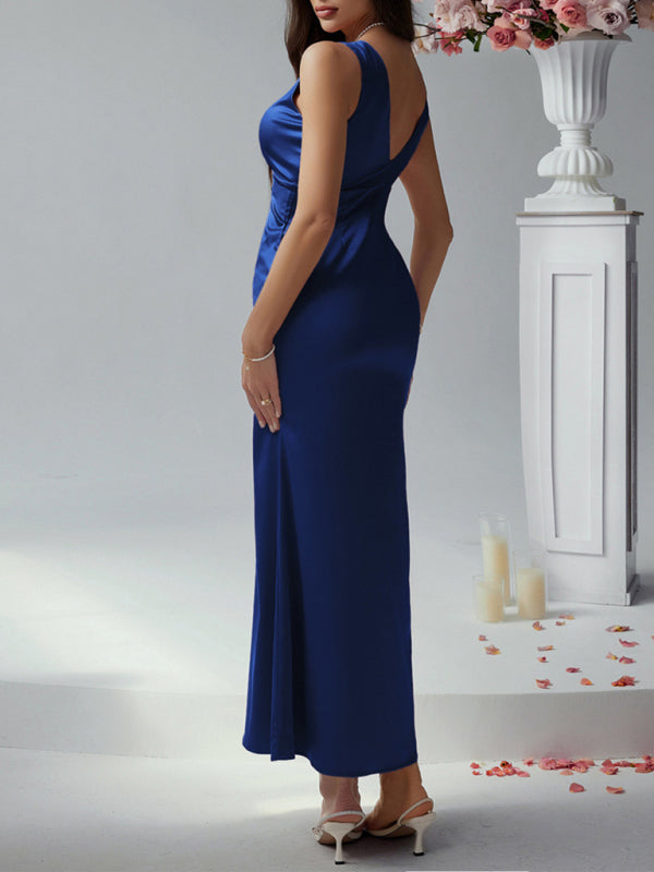 Party Dresses - Sexy solid color slim fit deep v backless evening dress long dress