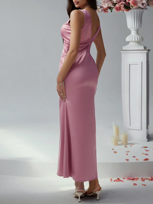 Party Dresses - Sexy solid color slim fit deep v backless evening dress long dress