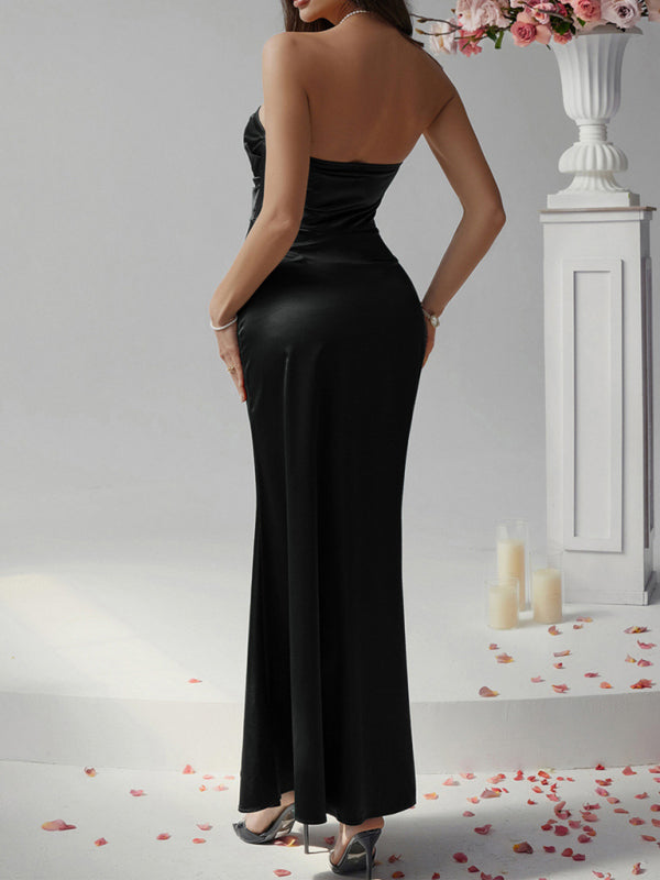 Elegant Dresses - Solid color strapless evening dress