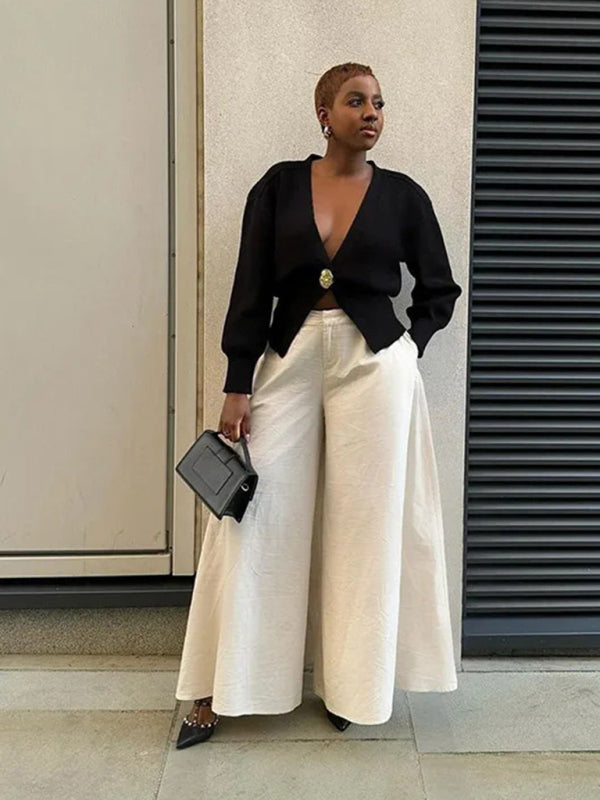 Cardigans - V-neck button-down cardigan