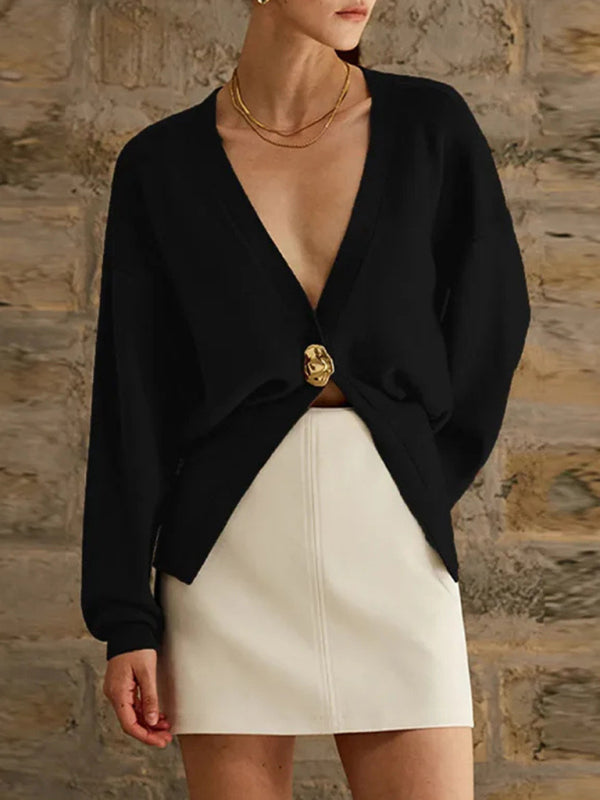 Cardigans - V-neck button-down cardigan