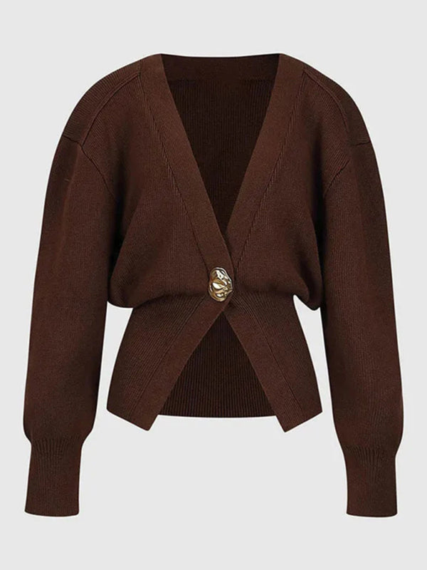 Cardigans - V-neck button-down cardigan