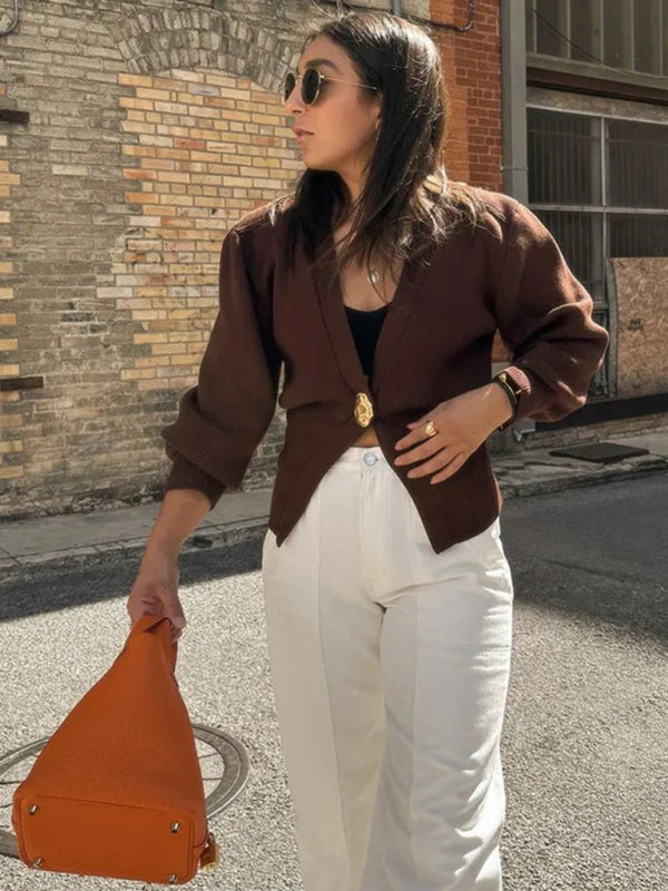 Cardigans - V-neck button-down cardigan