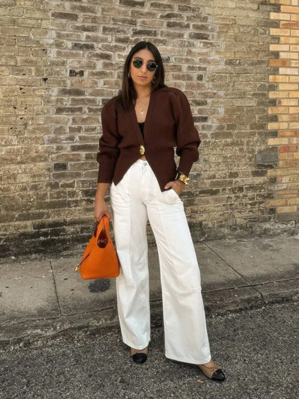 Cardigans - V-neck button-down cardigan