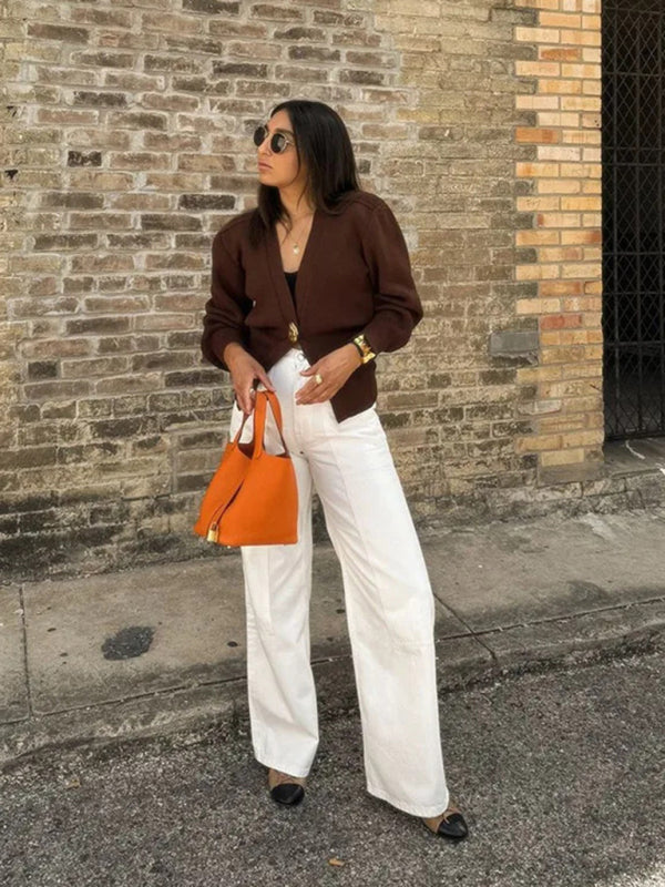 Cardigans - V-neck button-down cardigan