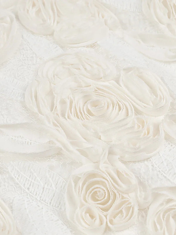 Elegant Dresses - Three-dimensional rose decorated ruffle stitching suspender dress