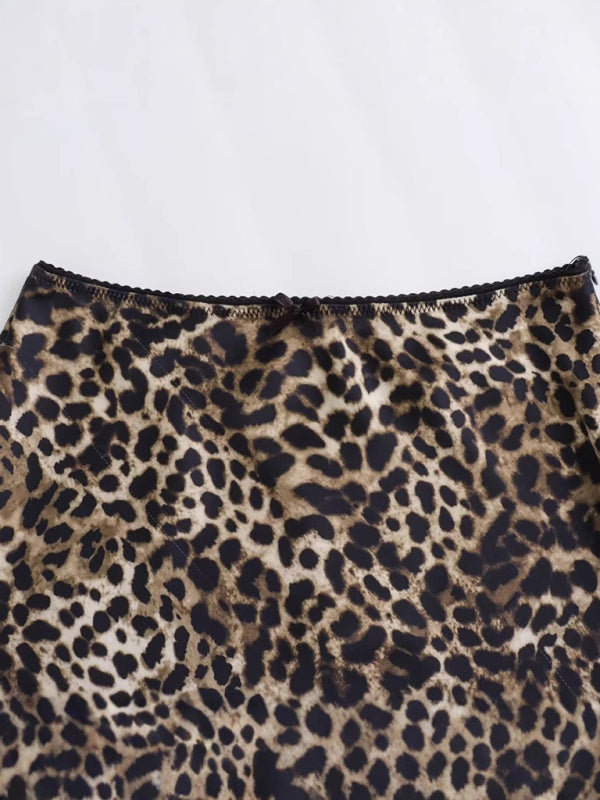 Long Skirts - Leopard print casual skirt
