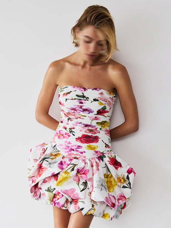 Tube Dresses - New style tube top high waist pleated design tutu dress