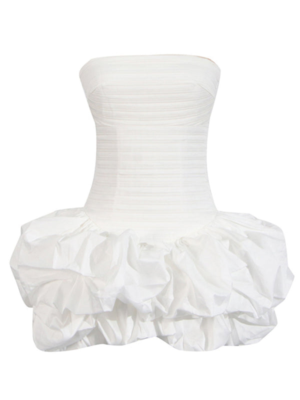 Tube Dresses - New style tube top high waist pleated design tutu dress