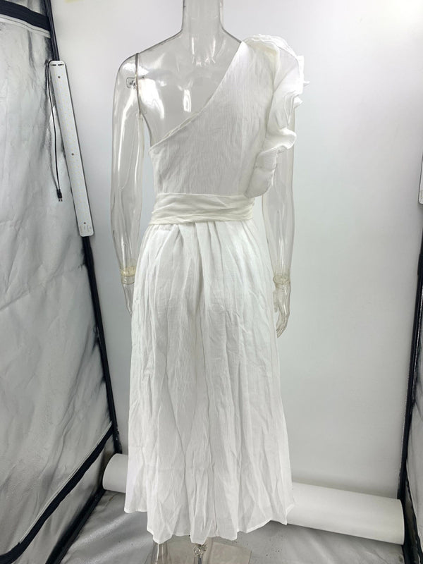 Elegant Dresses - New Fashion Sexy Solid Color Off-shoulder Backless Dress