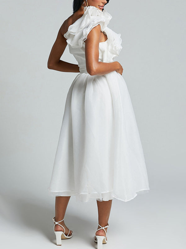 Elegant Dresses - New Fashion Sexy Solid Color Off-shoulder Backless Dress