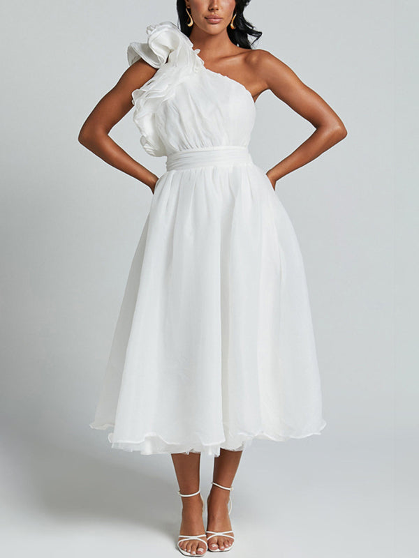 Elegant Dresses - New Fashion Sexy Solid Color Off-shoulder Backless Dress