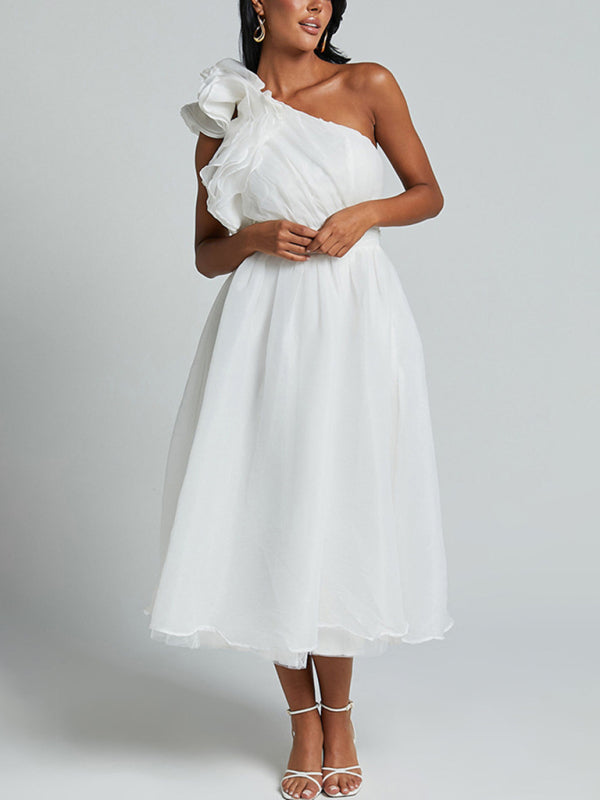 Elegant Dresses - New Fashion Sexy Solid Color Off-shoulder Backless Dress