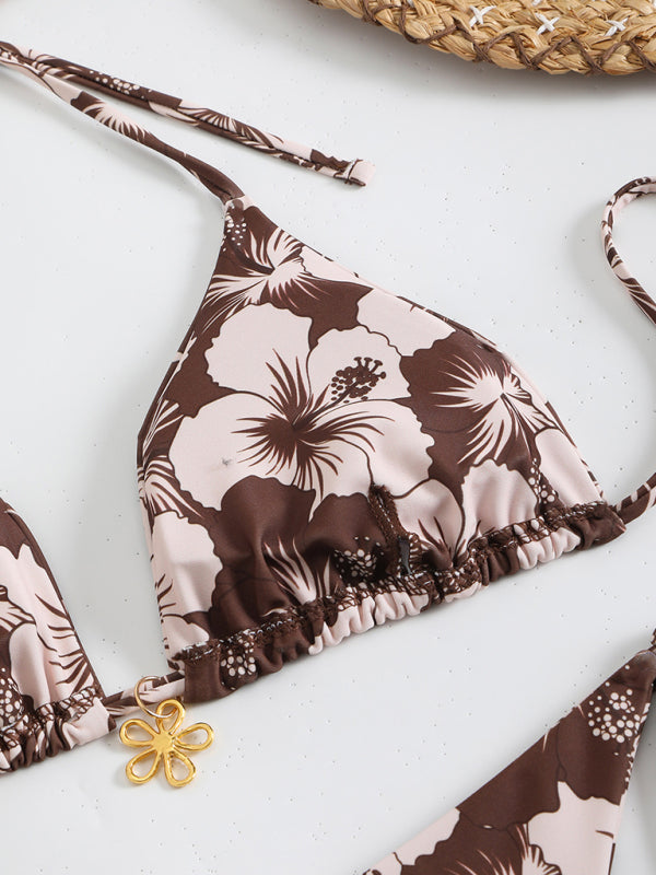 Swimwear - Floral print halterneck bikini