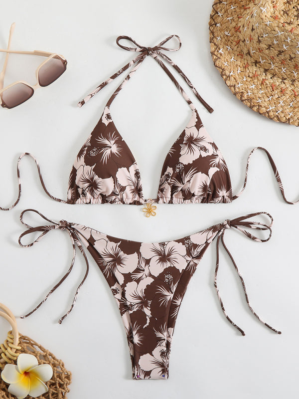 Swimwear - Floral print halterneck bikini