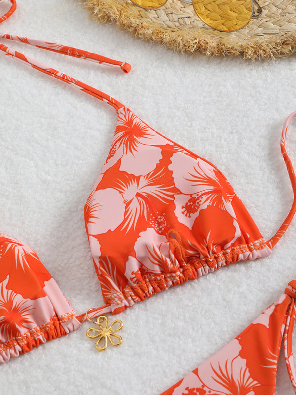 Swimwear - Floral print halterneck bikini