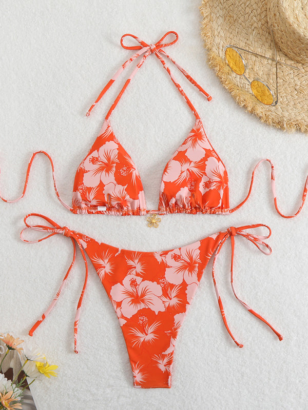 Swimwear - Floral print halterneck bikini