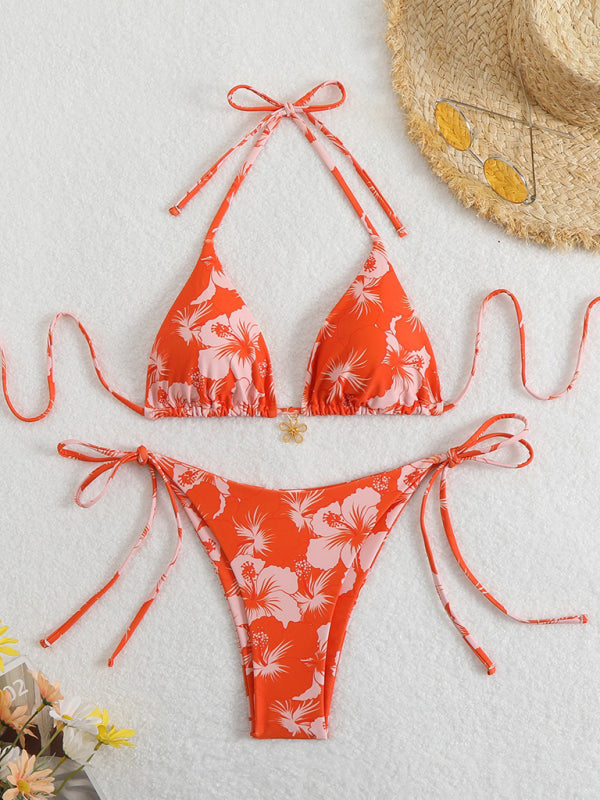 Swimwear - Floral print halterneck bikini